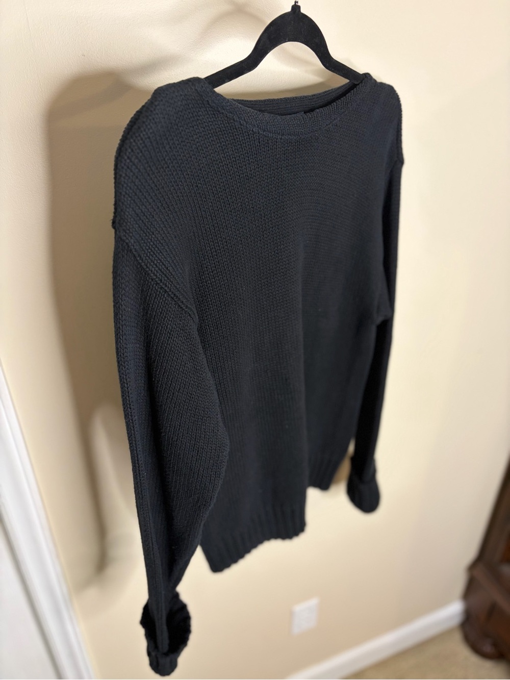 Cambridge Dry Goods Black Crewneck Knit Sweater #1110